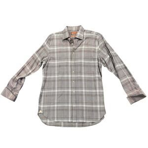 PINK Thomas Pink Prestige‎ Striped Shirt Button Barrel Cuff Blue Size 16 1/2/35